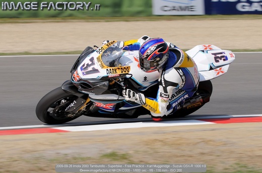 2009-09-26 Imola 2083 Tamburello - Superbike - Free Practice - Karl Muggeridge - Suzuki GSX-R 1000 K9